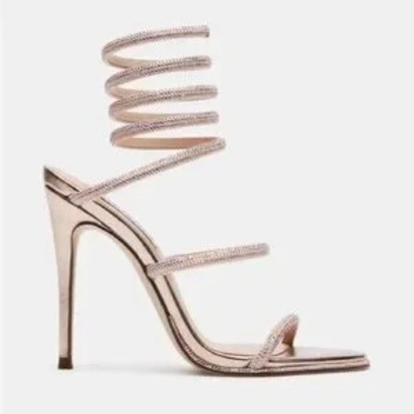 Steve Madden Rhinestone‎ Exotica Ankle Wrap Stiletto Dress Sandals SZ 8.5 - Picture 2 of 7